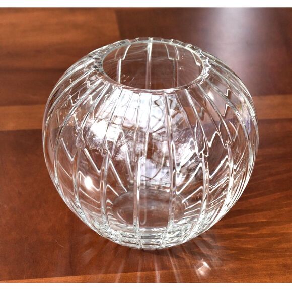 Vintage Spiegelau German Crystal Rose Bowl Sphere Vase Vertical Panel Cut 7.5" - Picture 2 of 6